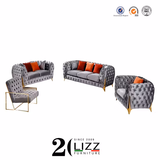 Commercial Luxury Chesterfield Velvet Fabric Sofa Chair Furniture